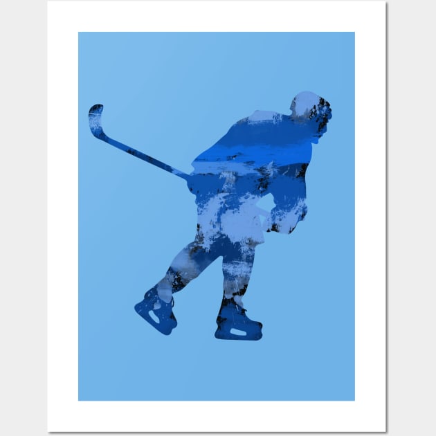 Hockey Player (Blue) Wall Art by DavidLoblaw